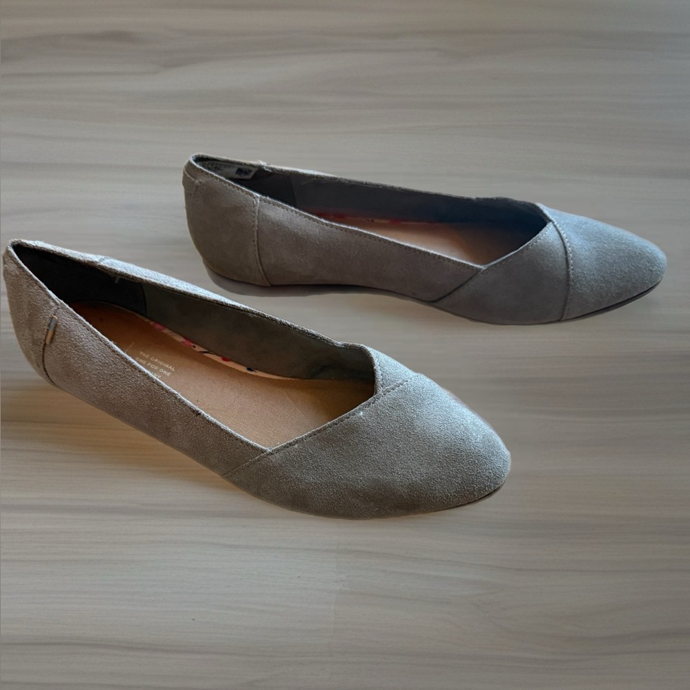 Toms Jutti Neat Flats Womens Size 10 Grey Suede Ballet Flats